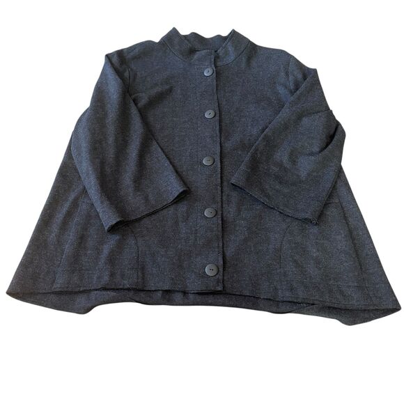 Eileen Fisher Jackets & Blazers - Eileen Fisher Jacket Womens XL Charcoal Gray Oversized Long Sleeve Button Front
